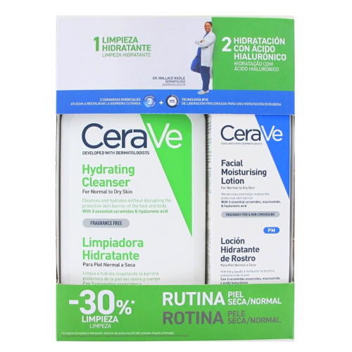 Cerave Rutina Piel Normal/seca Limpiadora Hidratante 236ml + Loción Hidratante Rostro 52ml – imagen 2